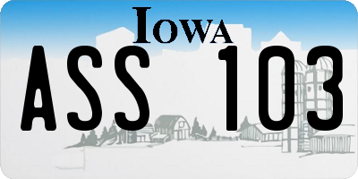 IA license plate ASS103