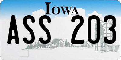 IA license plate ASS203
