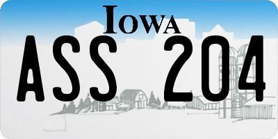 IA license plate ASS204