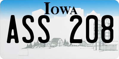 IA license plate ASS208