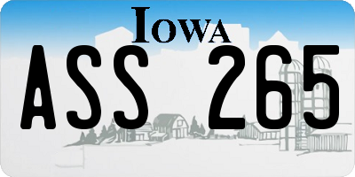 IA license plate ASS265
