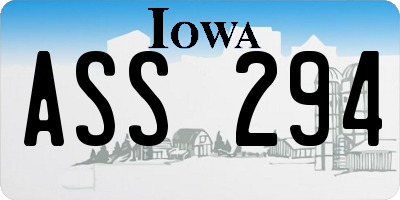 IA license plate ASS294
