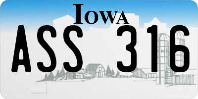 IA license plate ASS316