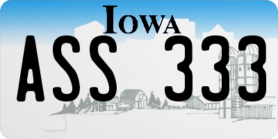 IA license plate ASS333