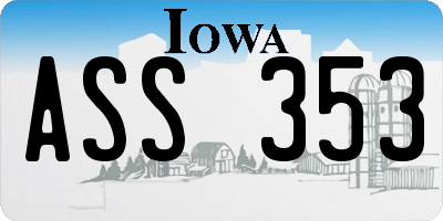 IA license plate ASS353