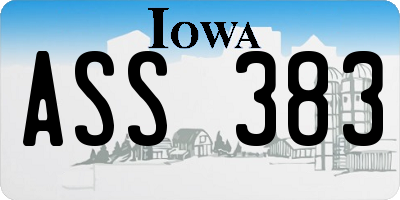 IA license plate ASS383