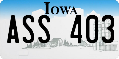 IA license plate ASS403