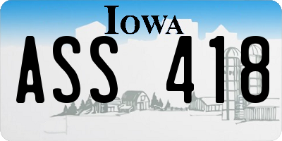 IA license plate ASS418