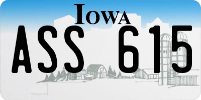 IA license plate ASS615