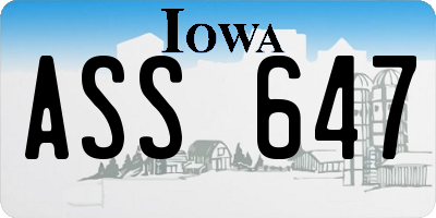 IA license plate ASS647