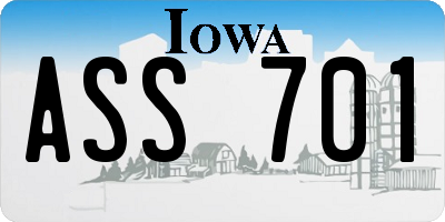 IA license plate ASS701