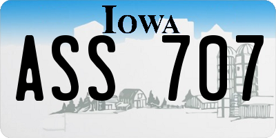 IA license plate ASS707