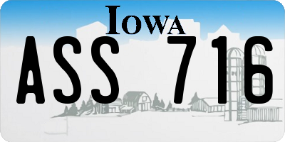 IA license plate ASS716