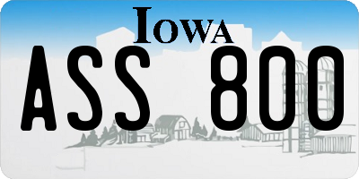 IA license plate ASS800