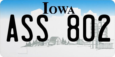 IA license plate ASS802