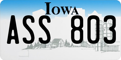 IA license plate ASS803