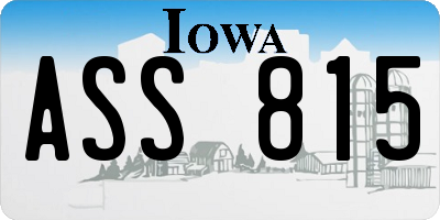 IA license plate ASS815