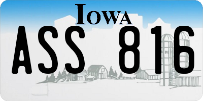 IA license plate ASS816