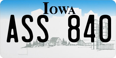 IA license plate ASS840