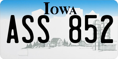 IA license plate ASS852