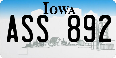 IA license plate ASS892