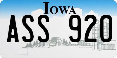 IA license plate ASS920