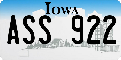 IA license plate ASS922