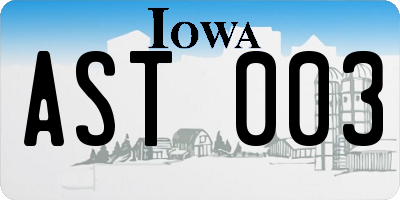 IA license plate AST003
