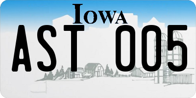 IA license plate AST005
