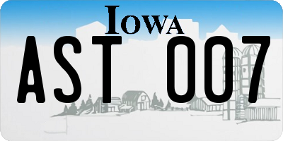 IA license plate AST007
