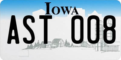 IA license plate AST008