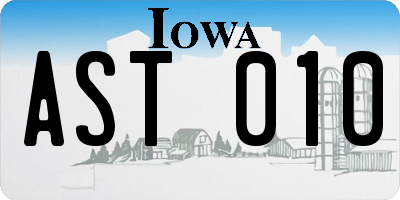 IA license plate AST010