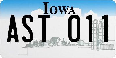 IA license plate AST011