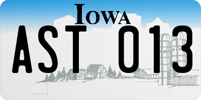 IA license plate AST013