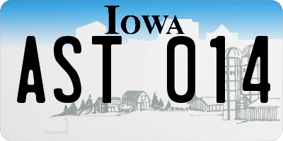 IA license plate AST014