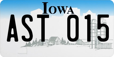 IA license plate AST015