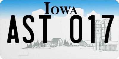 IA license plate AST017