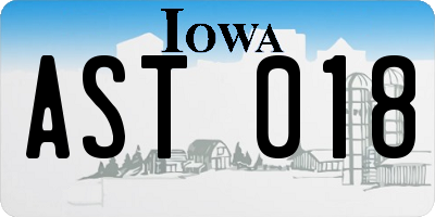 IA license plate AST018