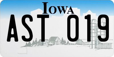 IA license plate AST019