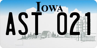 IA license plate AST021