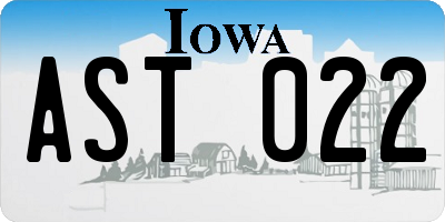 IA license plate AST022