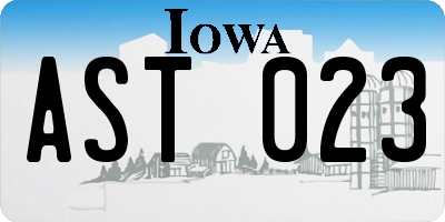 IA license plate AST023