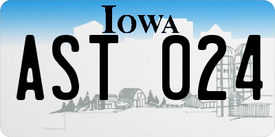 IA license plate AST024