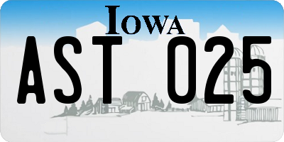 IA license plate AST025