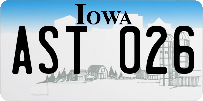 IA license plate AST026