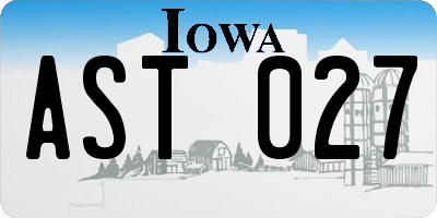 IA license plate AST027