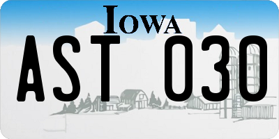 IA license plate AST030