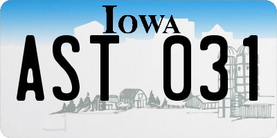 IA license plate AST031