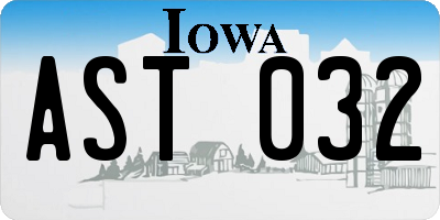 IA license plate AST032
