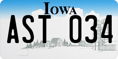 IA license plate AST034